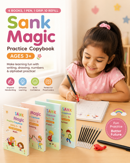 Kosyliving™  Little Learners - 4-in-1 Learning kit For 3+ kids (4 book's + 1 pen, gripper and 10 rifills)
