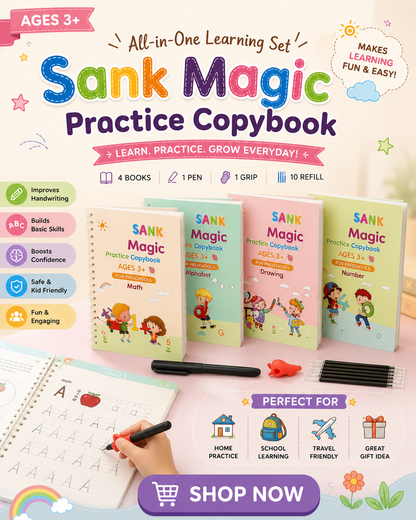 Kosyliving™  Little Learners - 4-in-1 Learning kit For 3+ kids (4 book's + 1 pen, gripper and 10 rifills)